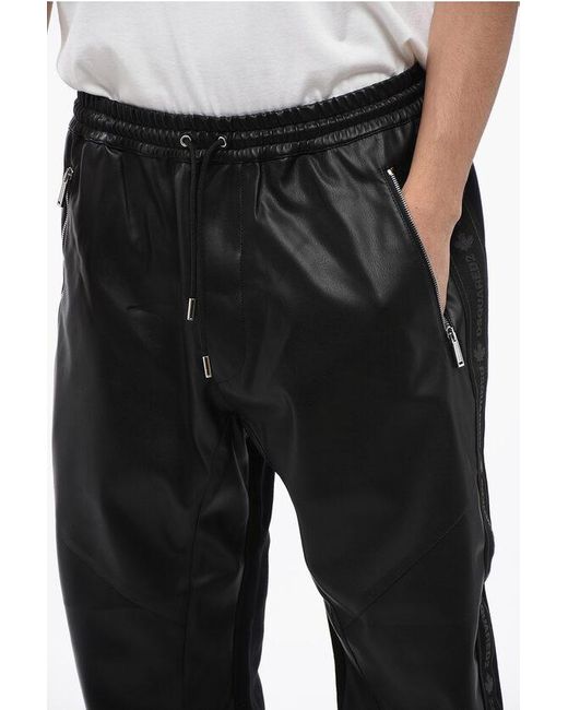 DSquared² Black Eco-Leather And Jersey Hybrid Swag Track Pants for men