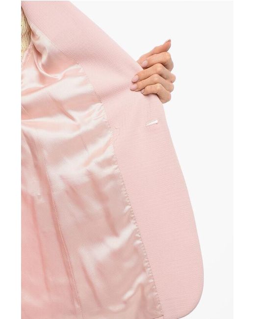 Burberry Pink Wool Tailored Blazer With Welt Pockets