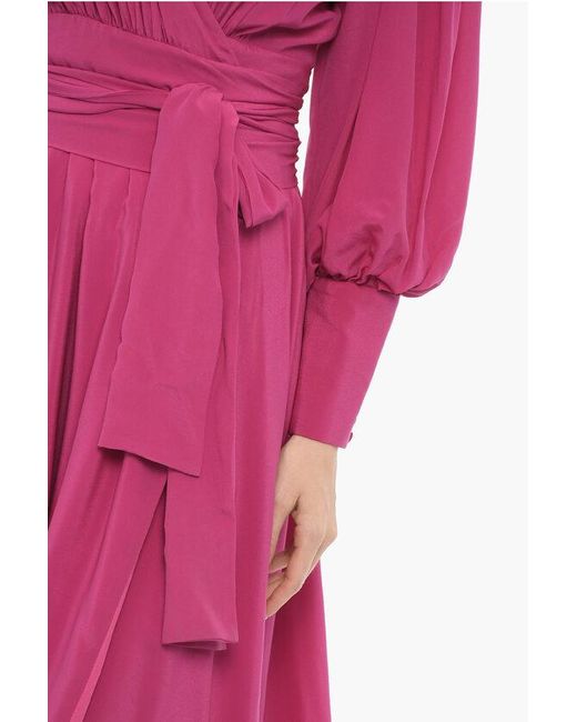 Costarellos Pink Silk Wrap Dress With Belt