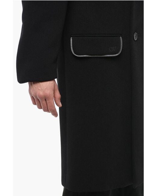 Off-White c/o Virgil Abloh Black Double-Breasted Zip Around Virgin Wool Coat for men