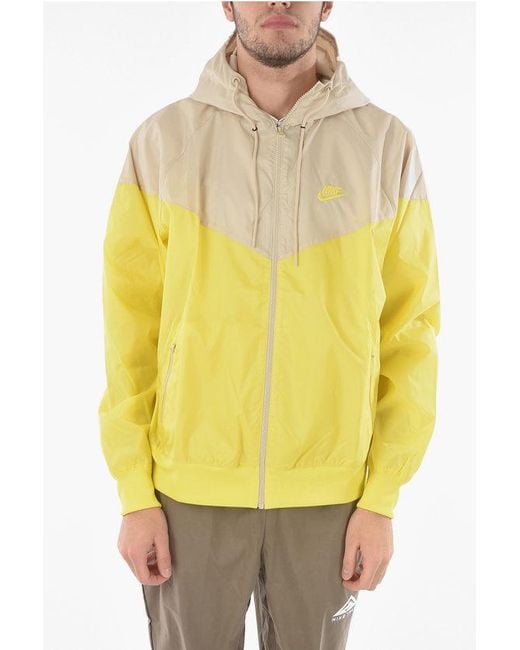 Nike Yellow Ultra Lightweight Two-Tone Windbreaker With Hood for men