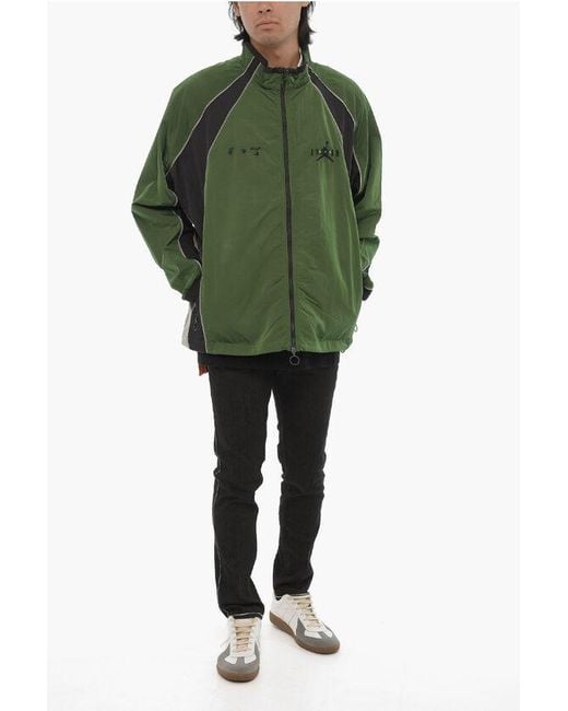 Off-White c/o Virgil Abloh Green Contrast Side Bands Nylon Windbreaker for men