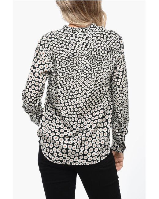 Stella McCartney Gray Silk Blouse With Floral Pattern