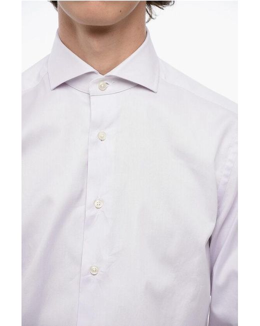 Xacus White Cotton Shirt With Spread Collar for men