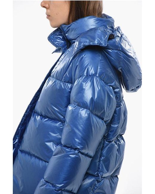 Aspesi Blue Nylon Gummo Down Jacket With Hood