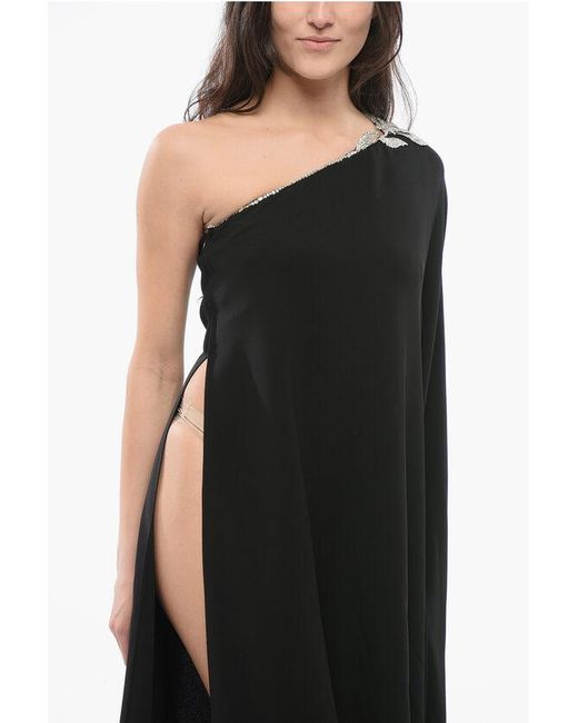 Valentino Black Silk One-Shoulder Dress With Sequins