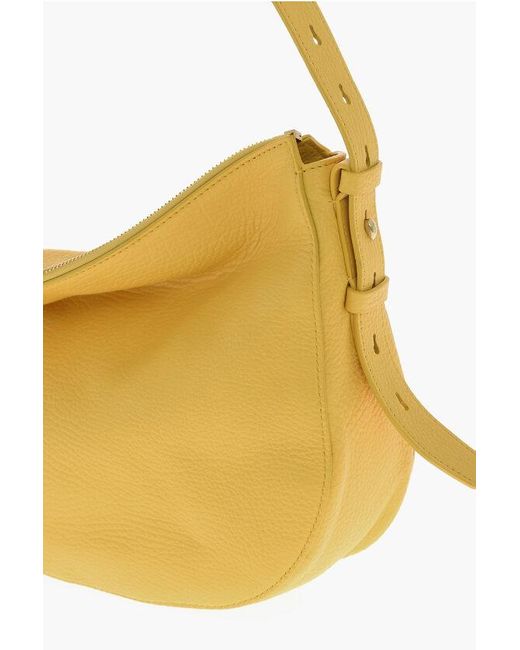 Burberry Yellow Textured Leather Sm Knight Shoulder Bag With Metal Details