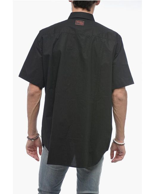 Raf Simons Black Short Sleeve Polka Dots Classic Collar Shirt for men