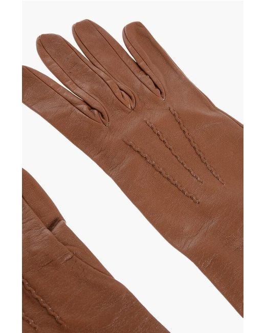 DSquared² Brown Solid Color Leather Opera Gloves