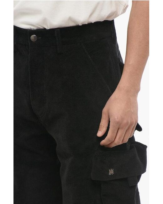 Amiri Black Corduroy Cargo Pants With Belt Loops for men