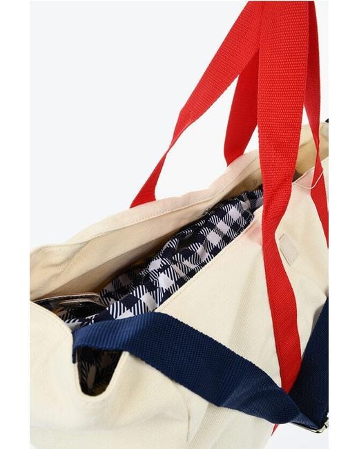 Woolrich Red Canvas Tote Bag With Tape Handles And Adjustable Shoulder St Size Unic