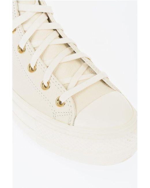 Converse Natural All Star Chuck Taylor Textured Leather Lift High-Top Sneaker