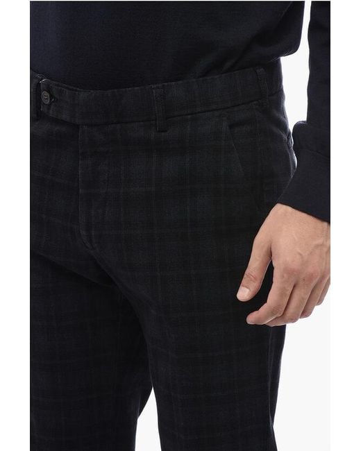 Berwich Black Slim Fit Morello Pants With Check Motif for men