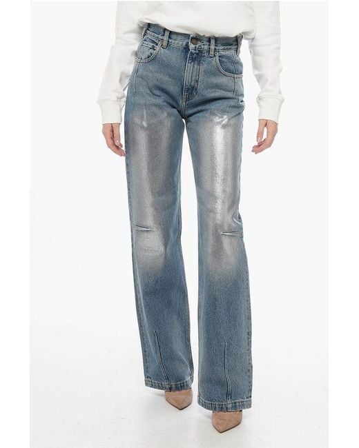 DARKPARK Blue Straight Leg Denims With-Tone Spray Detail 23Cm