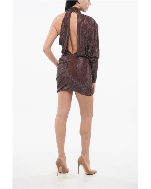 Alexandre Vauthier Brown All Over Crystallized Mini Dress