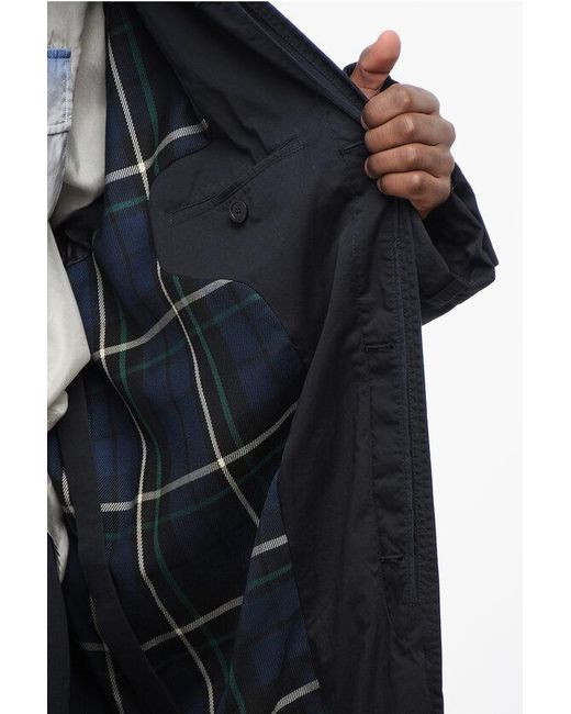 Balenciaga Black Lined Cotton Trench Coat With Hidden Buttoning
