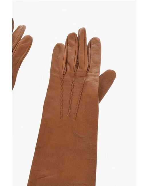 DSquared² Brown Solid Color Leather Opera Glovers