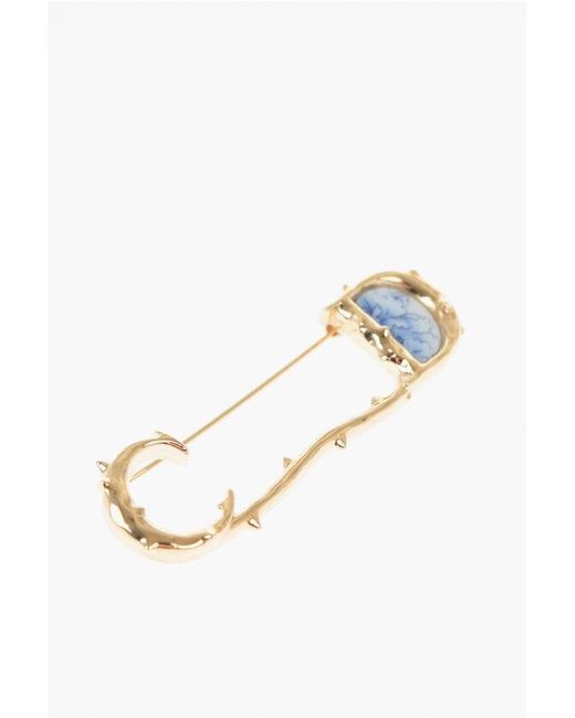 Dior White Golden Effect Brass Brooch With Cd Monogram for men