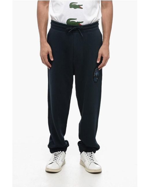 Armani Black Emporio Resort Cotton Sweatpants With Embroidered Patch for men