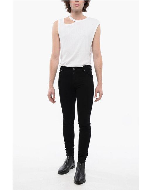 Balmain Black Stretch Cotton Tape Slim Fit Denims 14Cm for men