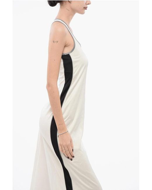 DIESEL White Viscose Slip Dress With Embroidered Logo