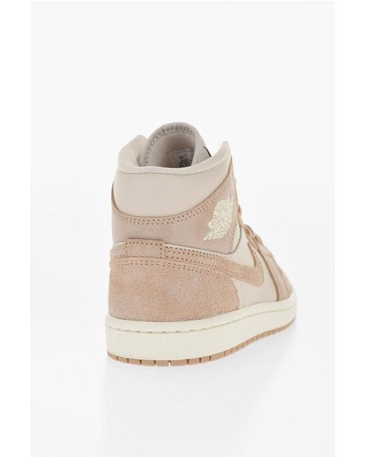 Nike Natural Air Jordan Leather And Suede High-Top Sneakers With Logo