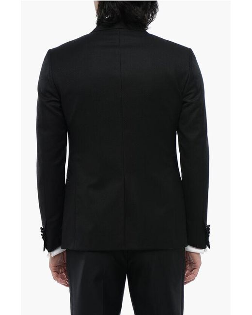 Corneliani Black Virgin Wool 3-Piece Suit With Geometric Motif for men