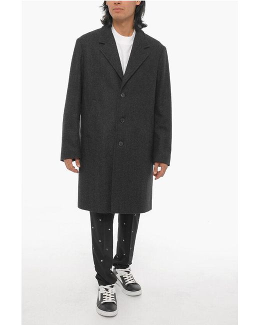 Neil Barrett Gray Wool Blend Slim Fit Single Breasted Coat for men
