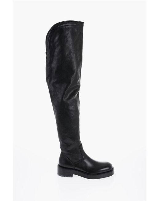 Ann Demeulemeester Black Leather Nicky High Boots With Zip Detailing