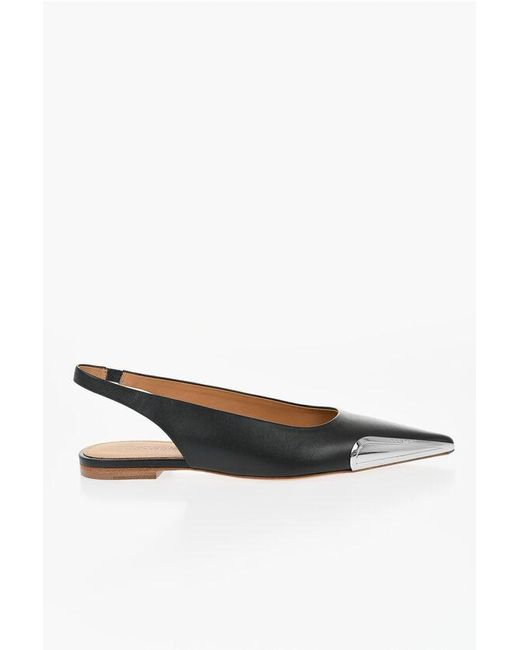Off-White c/o Virgil Abloh Black Leather Point Toe Slingback Ballet Flats