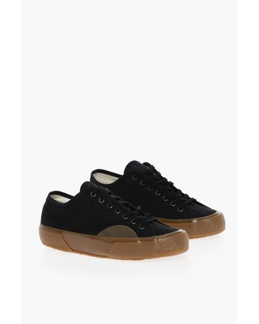 Superga Black Artifact Low-Top Canvas Sneakers With Rubber Soles for men