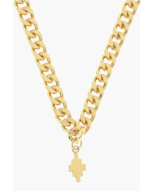 Marcelo Burlon Metallic Golden Effect Chain Necklace With Pendant for men
