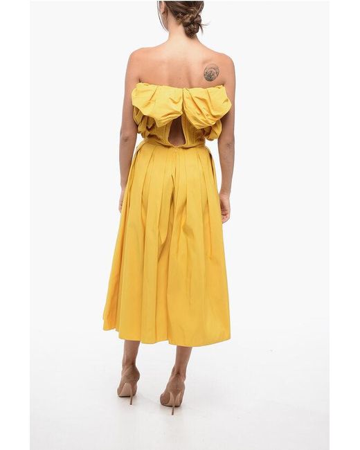 Alexander McQueen Yellow Balloon Sleeved Flared Dress With Corset Design