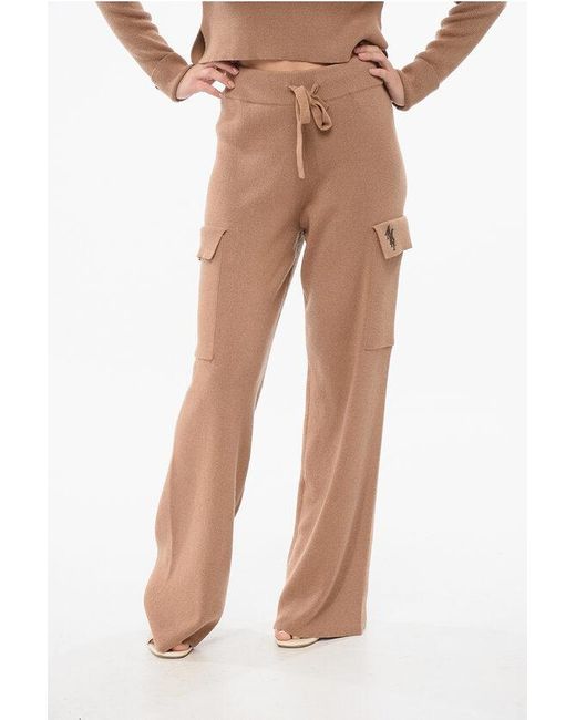 Amiri Natural Cashmere Blend Cargo Pants With Elastic Waistband