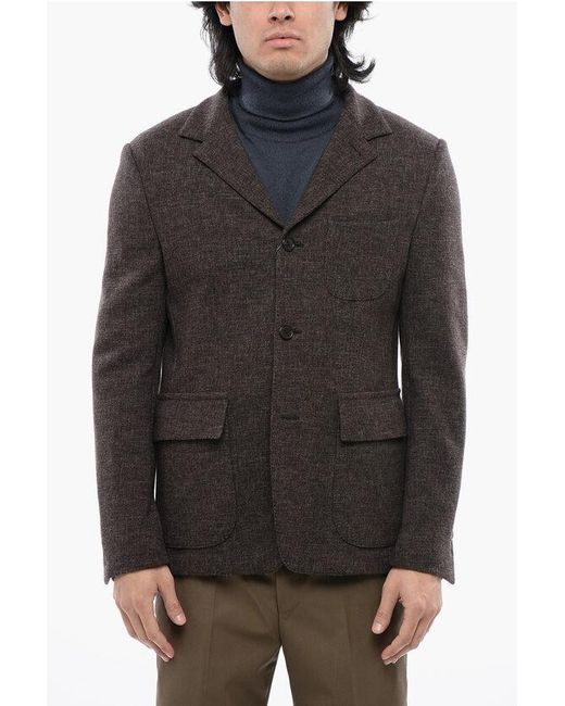 Corneliani Gray Single-Breasted Jersey Blazer With Notch Lapel for men