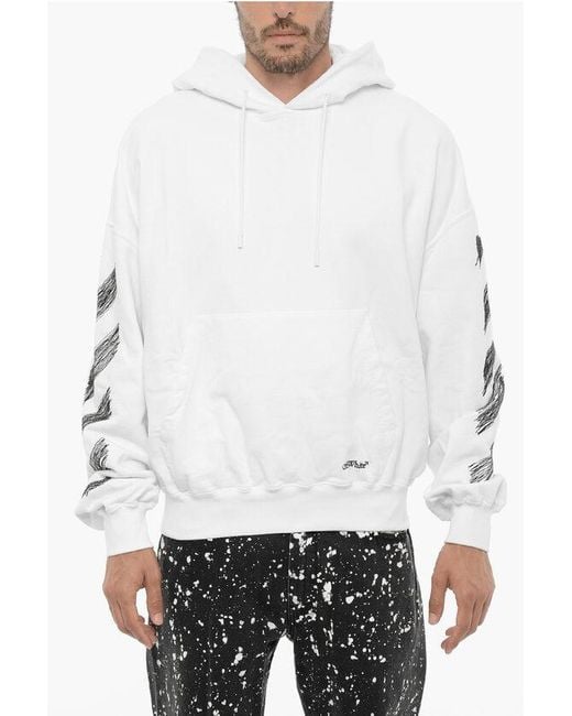 Off White c o Virgil Abloh Brushed Cotton Scribble Diag Hoodie in White for Men Lyst UK