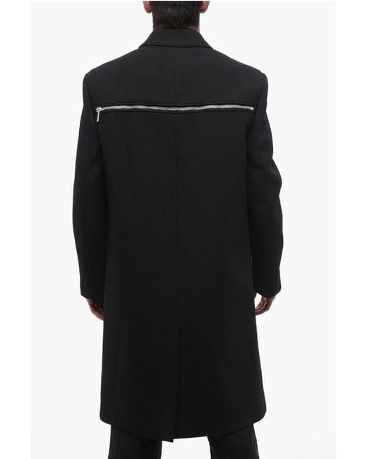 Off-White c/o Virgil Abloh Black Double-Breasted Zip Around Virgin Wool Coat for men