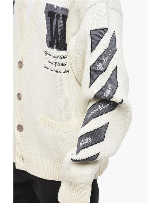 Off-White c/o Virgil Abloh Natural Off- Jaquard Oversized Moon Cardigan With Embroidered Detail for men