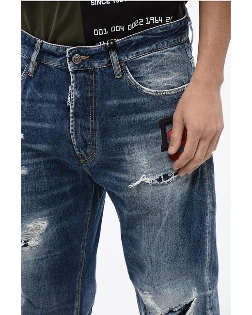 DSquared² Blue Distressed Denim Jeans Bro for men