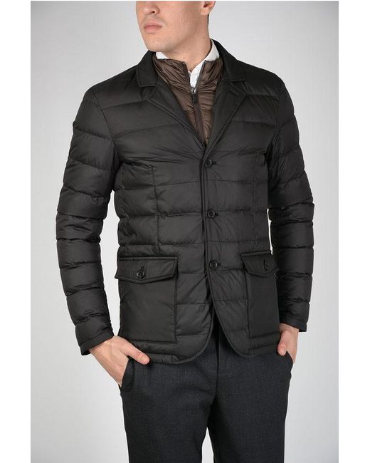 Corneliani Black Cc Collection Quilted Down Jacket With Removable Chest Piece for men