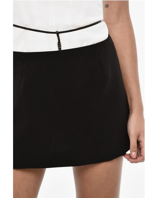 DSquared² Black Solid Color Miniskirt With Leather Belt
