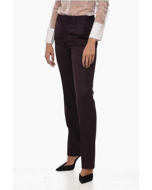 Ann Demeulemeester Black High-Rise Wool Slim Trousers