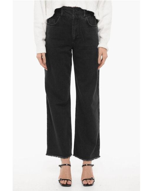 AllSaints Black Wide Leg Hailey Jeans With Frayed Hem 24Cm