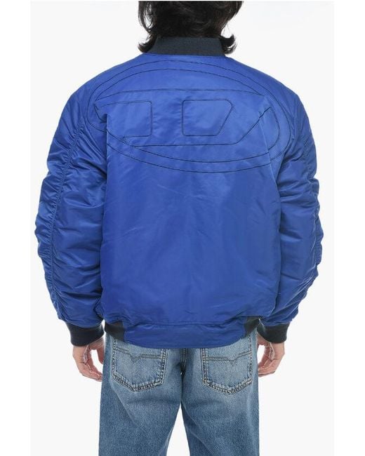 DIESEL Blue Reversible J-Mattan Bomber With Embroidered Logo for men