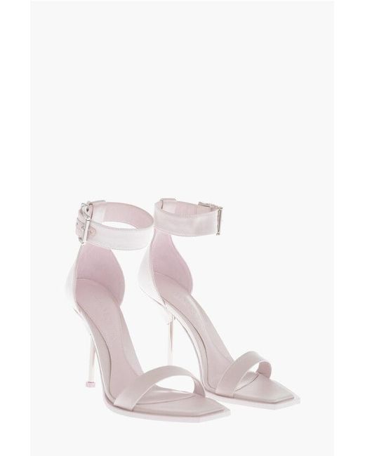 Alexander McQueen Pink Satin Sandals With Strap Heel 10Cm