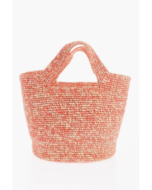 Sensi Studio Pink Toquilla Straw Beach Tote Bag