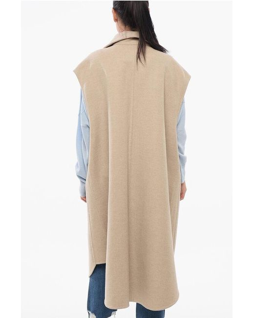 Loewe Natural Sleeveless Coat With Asymmetric Cut