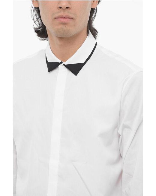 Neil Barrett White Cotton Poplin Slim Fit Shirt With Double Collar for men