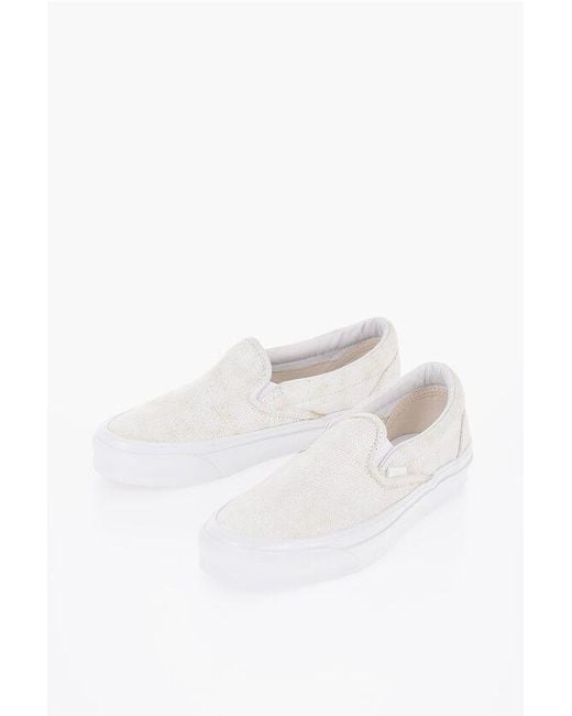 Vans Solid Color Fabric Slip On Sneakers in White for Men Lyst UK