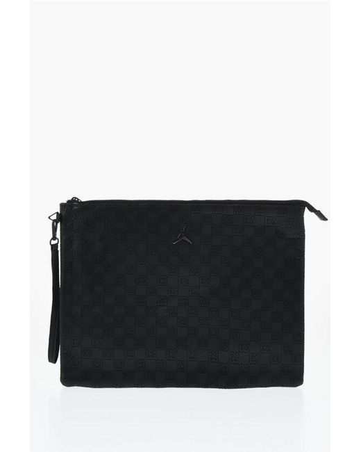 Nike Black Air Jordan Faux Leather Clutch With All-Over Monogram for men